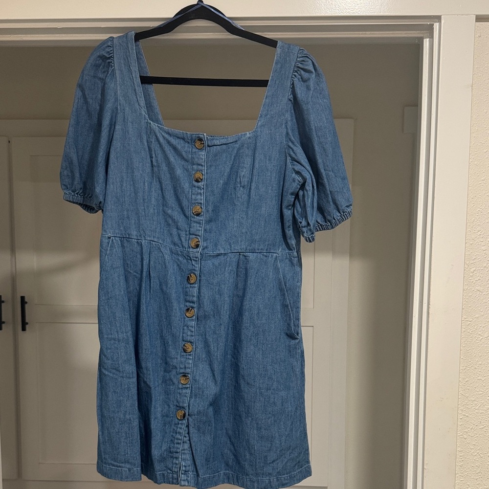 Old Navy Blue Denim Smocked Dress